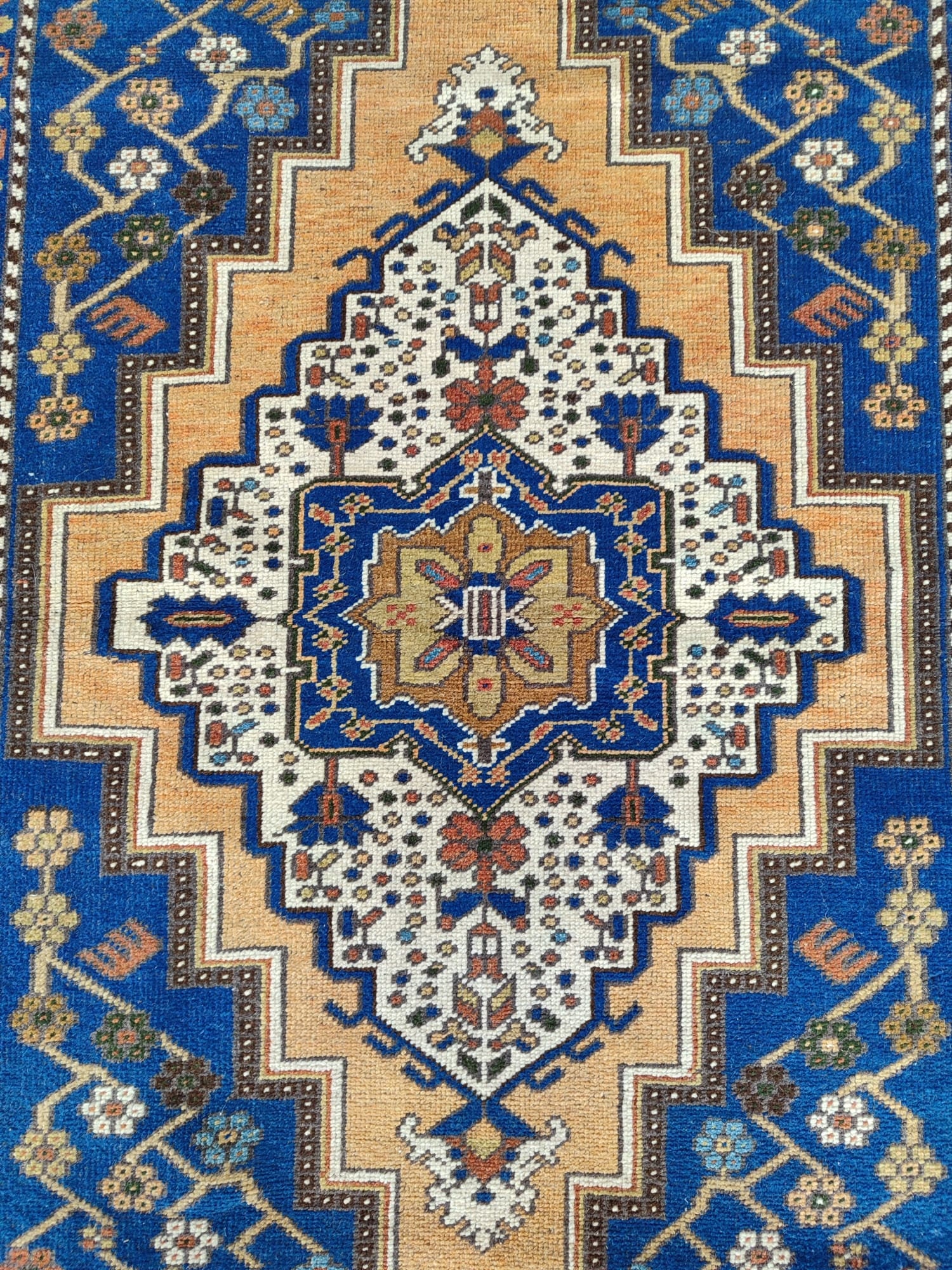 ペルシャ絨毯 4x5 アンティーク、4x5 トルコ絨毯 ブルー、ヴィンテージ