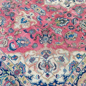 10x13 rug Oversize, Heriz area rug 10x13, Persian rug 10x13, Neutral blue Turkish rug 10x13, Living room rug 10x13, Vintage Oushak rug 10x13
