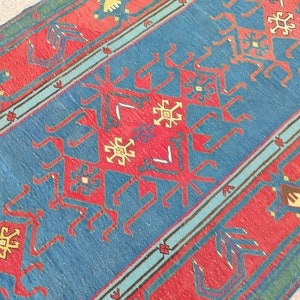 RARE Avar rug, Dagestan rug, Old Caucasian rug, Kazak rug antique, Antique kilim extra long, Deep blue rug, Large hallway rug, 5x15 rug