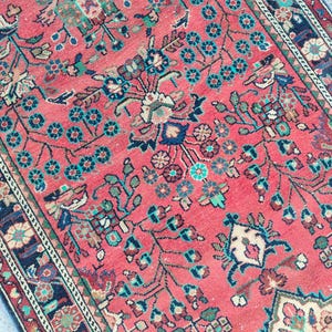 Dark 3x10 heriz runner rug, Antique 3x10 persian runner, Vintage 3x10 turkish runner red, Afghan rug, Malayer rug, Herki runner 3x10 rug