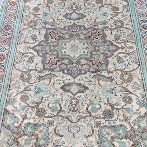 5x7 Turkish rug soft color, Modern oushak rug 5x7, Vintage rug 5x7 afghan, Persian 5x7 heriz rug, Oriental rug, Furniture home, Kurdish rug