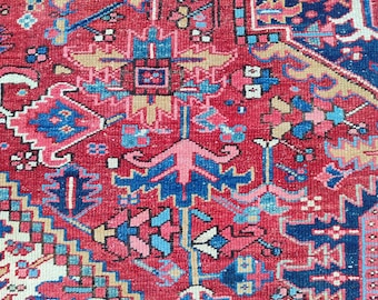 Fabulous! 10x12 Oversize Heriz rug, Antique Serapi rug 10x12, Karaja area rug 10x13 vintage, Living room rug 10x13 oriental, Home furniture