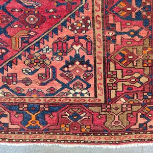Vintage Rug 4x7, Red Turkish rug 4x7, Dark Persian rug 4x7, Heriz rug, Antique rug, Oushak rug 4x7, 19 th Century rug, Large runner rug 4x7
