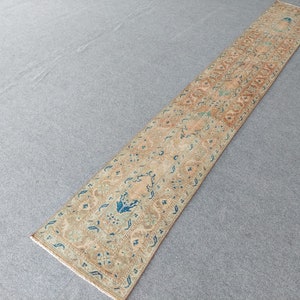 2x13 Runner rug, Skinny runner rug, Vintage rug 2x13 runner, Stair rug runner, Narrow Turkish runner 2x13, Oushak runner 2x13, Hallway rug