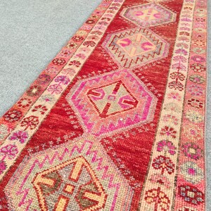 3x13 rug runner Vintage Turkish Oushak Persian, Heriz runner rug, Herki runner rug, Antique wool runner rug 13, Vibrant Dark deep runner rug