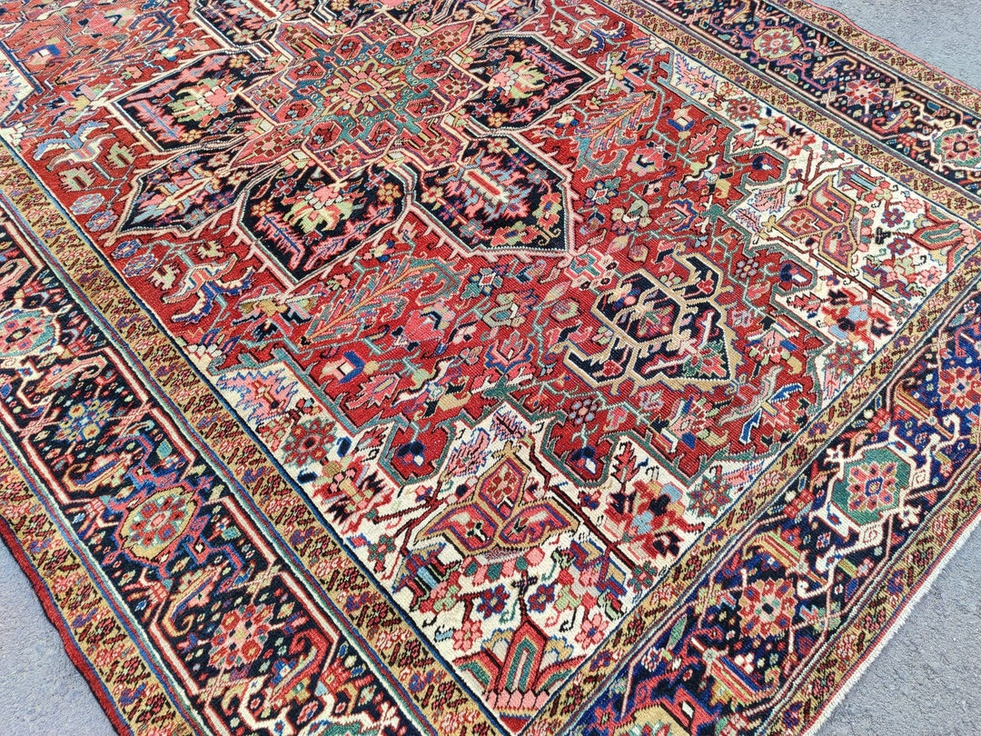 8x11 Persian Rug Antique Vintage Area Rug 8x11 Red Vibrant Etsy