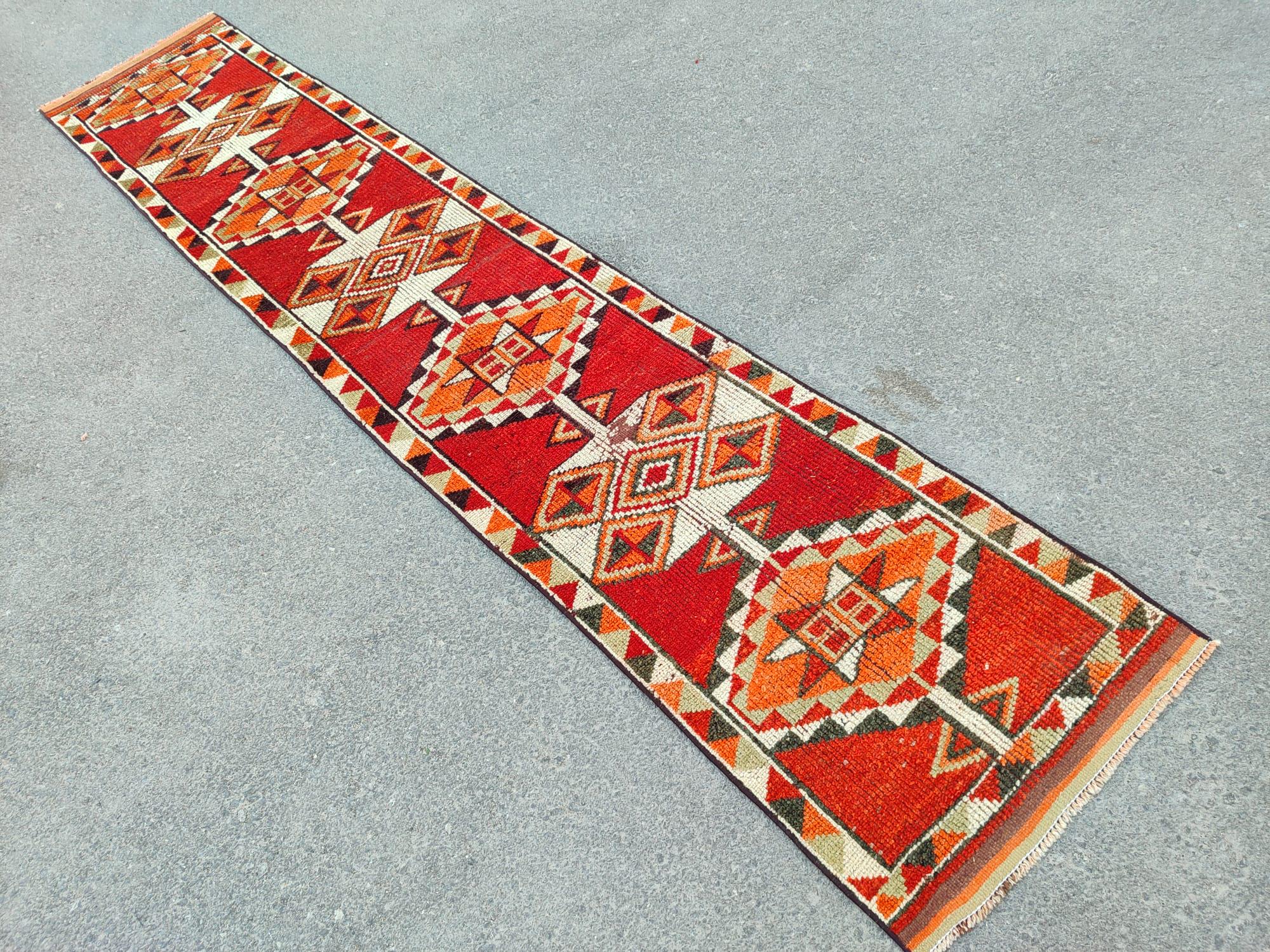2.5 X 12 Ft, Skinny Runner Antique 2x12, Narrow Runner Rug, Dark Red ...