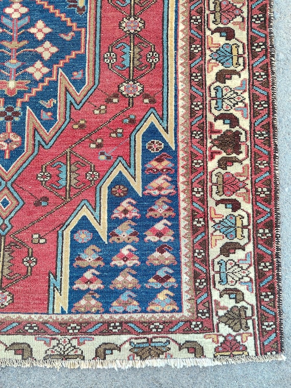 4x6 rug Antique, Persian rug 4x6, Caucasian rug, Bedroom rug 4x6, Vintage rug 4x6, Turkish rug 4x6 vibrant, Colorful rug, Kurdish rug 4x6
