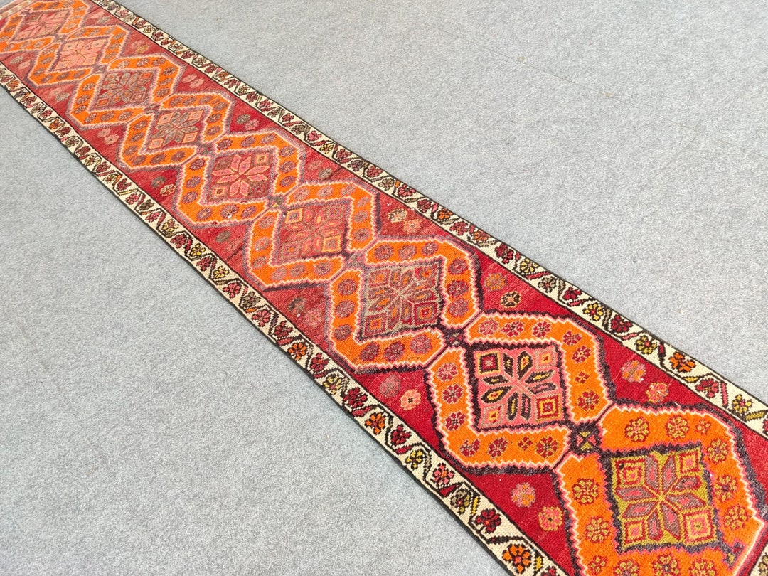 2x14 Runner Turkish Skinny Rug, Heriz Rug Runner, Herki Runner Rug