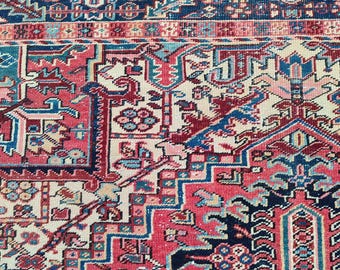 8x10 Antique area rug, Shiraz rug, Persian rug 8x10 area, Bedroom rug 8x10, Heriz area rug 8x10, Vibrant Turkish rug 8x10, Vintage rug 8x10