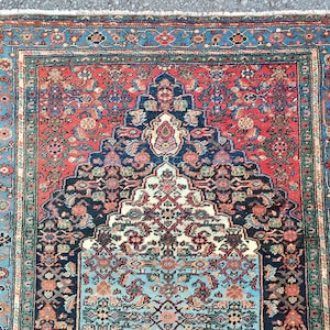 4'3" x 6'6" ft, Karaja rug 4x6, Antique rug 4x6, Heriz rug 4x6 Vintage, Serapi rug, Kurdish rug, Afghan rug 4x6, Caucasian rug, Deep rug image 8