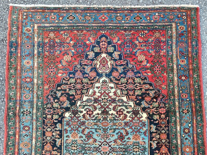 4'3" x 6'6" ft, Karaja rug 4x6, Antique rug 4x6, Heriz rug 4x6 Vintage, Serapi rug, Kurdish rug, Afghan rug 4x6, Caucasian rug, Deep rug image 8