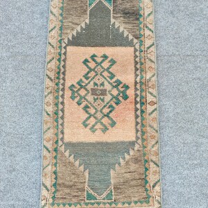 2 x 4 tapijt, mager loper tapijt, klein herki-tapijt, rood 2 x 4-tapijt Turks vintage Oushak, smal tapijt, badmattapijt, Afghaans tapijt, kort tapijt, deurmat afbeelding 2