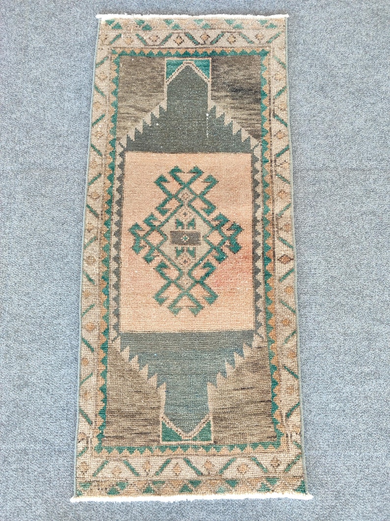 2 x 4 tapijt, mager loper tapijt, klein herki-tapijt, rood 2 x 4-tapijt Turks vintage Oushak, smal tapijt, badmattapijt, Afghaans tapijt, kort tapijt, deurmat afbeelding 2