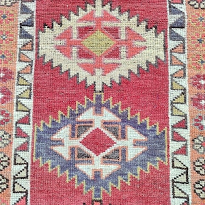 Red turkish runner 3x13, Vintage runner 3x13, herki rug runner 3x13, Dark Persian runner 3x13, Geometric rug runner, Antique runner 3x13