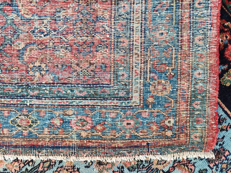 4'3" x 6'6" ft, Karaja rug 4x6, Antique rug 4x6, Heriz rug 4x6 Vintage, Serapi rug, Kurdish rug, Afghan rug 4x6, Caucasian rug, Deep rug image 12
