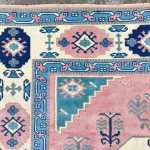 6x9 rug Vintage, 6x9 neutral Turkish rug blue, Oushak rug 6x9, Heriz rug 6x9, Antique rug 6x9, Bedroom 6x9 living room rug, home furniture
