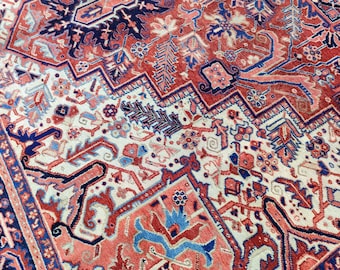 10x13 Heriz rug Oversize, Antique area rug 10x13, Persian rug 10x13 perfect condition, Afghan area rug, Red Living room rug 10x13 ft turkish