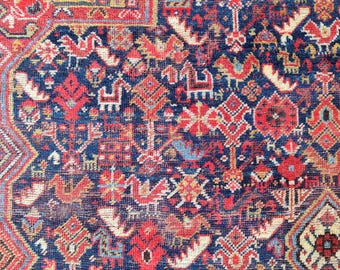 5x7 Persian rug, Antique 5x7 heriz rug, Vintage 5x7 turkish rug deep color, Afghan rug 5x7 wool, Oushak rug 5x7, Bedroom 5x7 living room rug