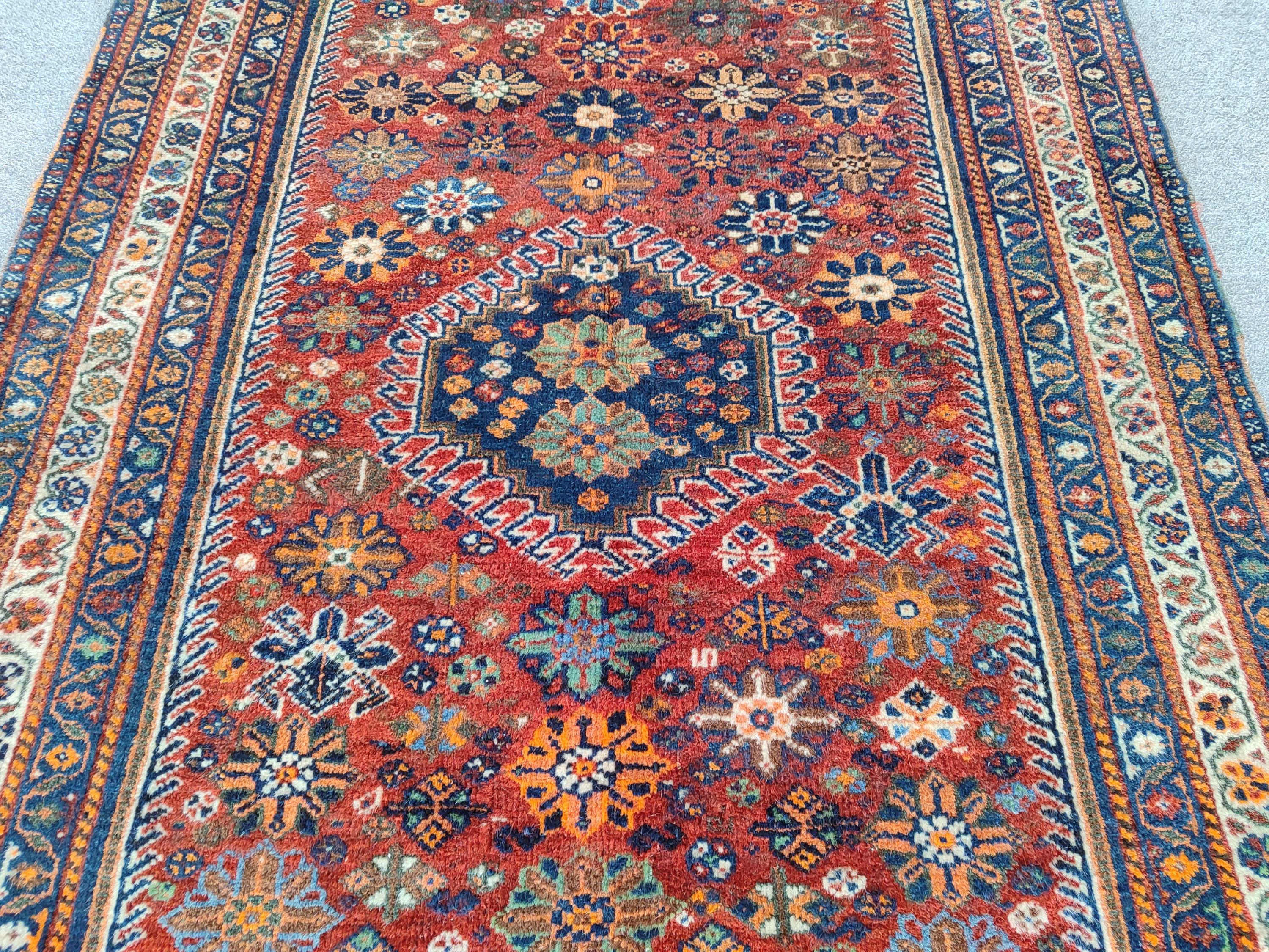 ペルシャ絨毯 4x5 アンティーク、4x5 トルコ絨毯 ブルー、ヴィンテージ