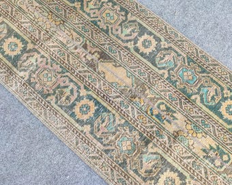 2x12 Runner Turkish, Vintage runner 2x12, Oushak runner 2x12, Heriz runner rug, Stair rug, Antique rug 2x12, Neutral runner 2x12 handmade
