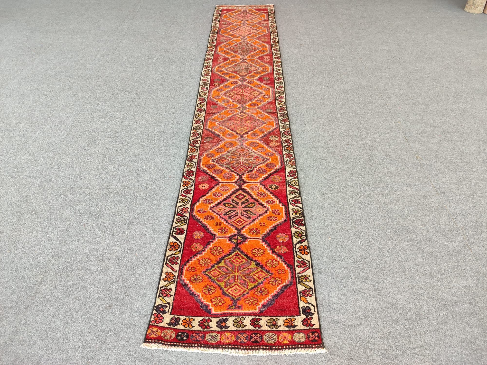2x14 Runner Turkish Skinny Rug, Heriz Rug Runner, Herki Runner Rug