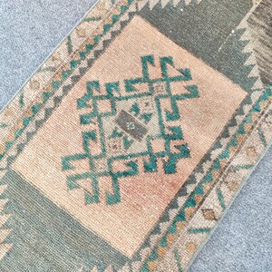 2 x 4 tapijt, mager loper tapijt, klein herki-tapijt, rood 2 x 4-tapijt Turks vintage Oushak, smal tapijt, badmattapijt, Afghaans tapijt, kort tapijt, deurmat afbeelding 9