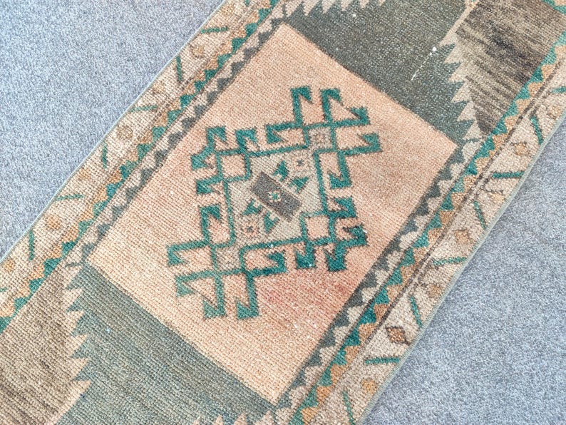 2 x 4 tapijt, mager loper tapijt, klein herki-tapijt, rood 2 x 4-tapijt Turks vintage Oushak, smal tapijt, badmattapijt, Afghaans tapijt, kort tapijt, deurmat afbeelding 9