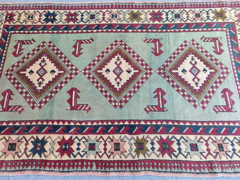 Classic Rug Pattern Background 4x6 Green Rug, 4x6 Turkish Rug, Vintage Rug 4x6, Oushak Rug 4x6 ...