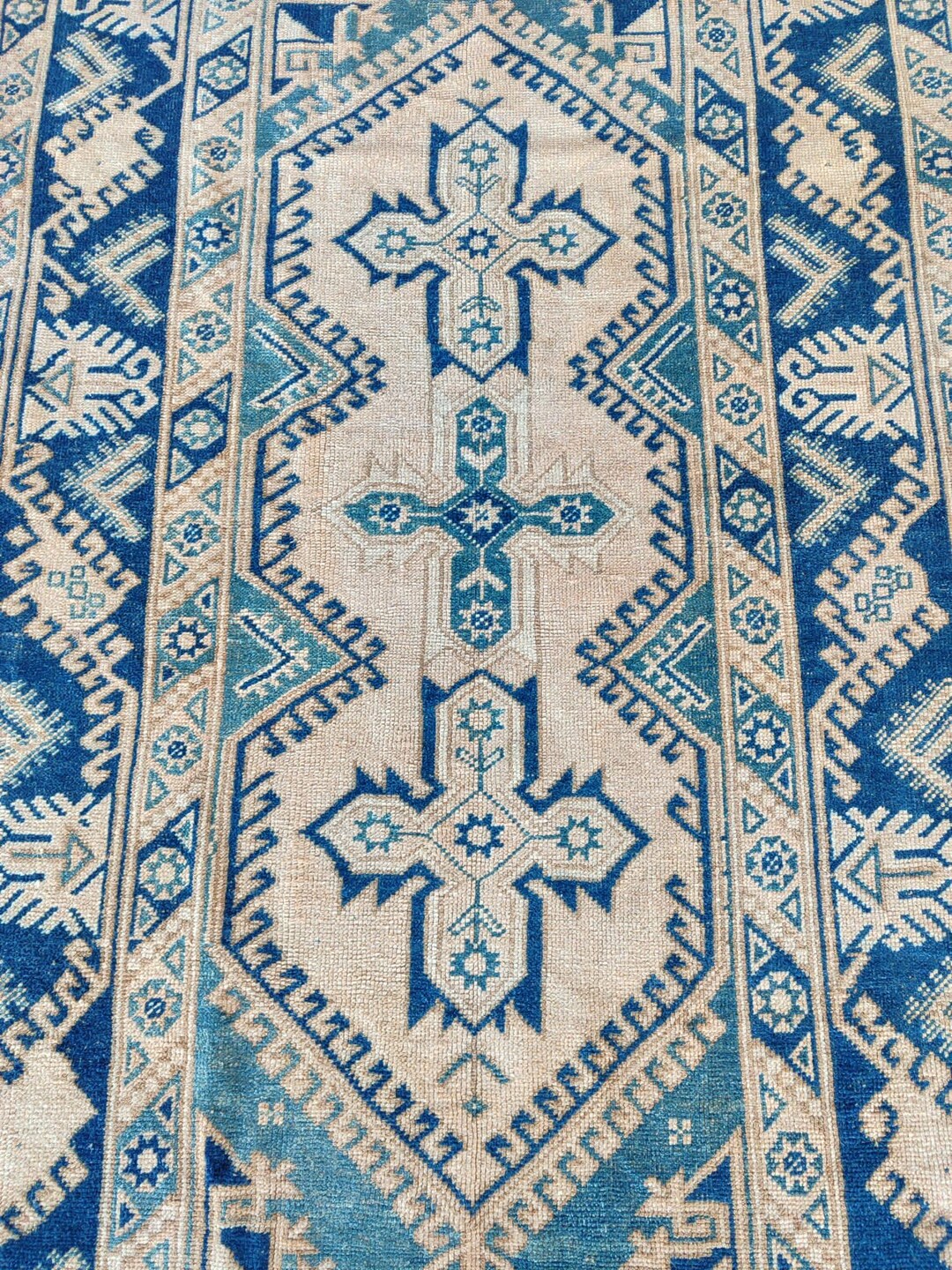 4x7 Turkish Rug Blue, Vibrant Vintage Rug 4x7, Oushak Rug 4x7, Persian ...