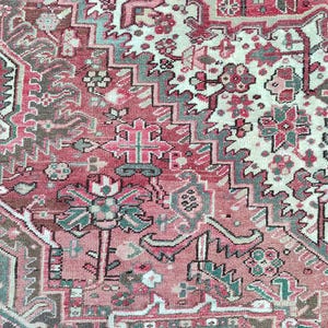 9x11 Heriz area rug, Antique 9x11 Persian rug neutral, Afghan area rug, Oversize rug, Vintage 9x11 turkish rug muted color, Serapi rug