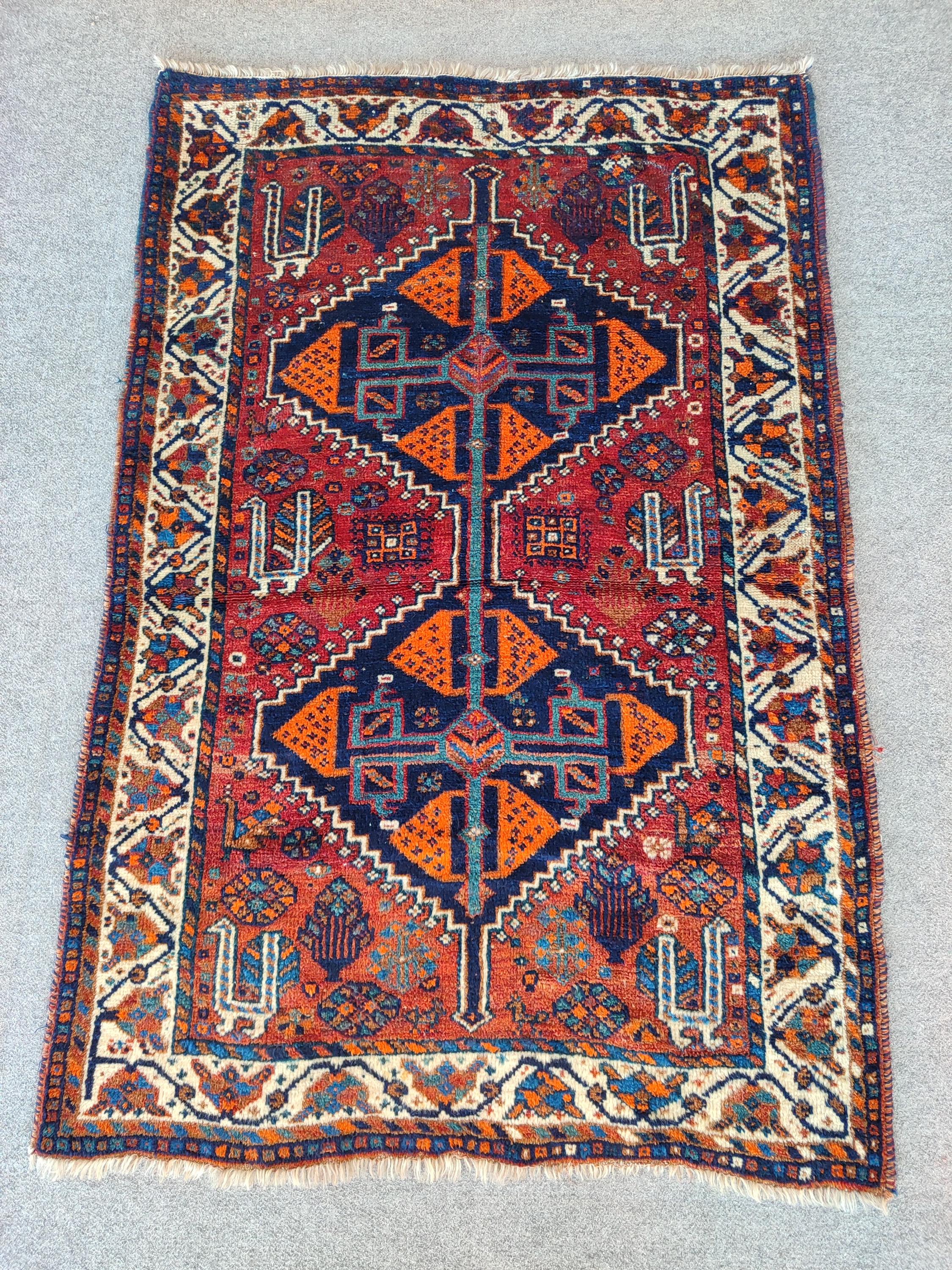 Antique 4x5 Shiraz Rug, Persian Rug 4x5, Heriz Rug 4x5 Vintage, Square ...