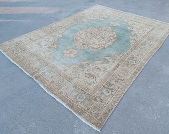 8x10 Persian rug Muted color, Turkish rug 8x10 Vintage, Bedroom 8x10 living rug, Afghan area rug, Antique rug 8x10, Heriz area rug 8x10