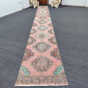 3x27 runner rug, Extra long runner rug, Tribal long runner, neutral long runner 30 feet, Turkish runner 3x28, 27 Long runner Vintage Oushak