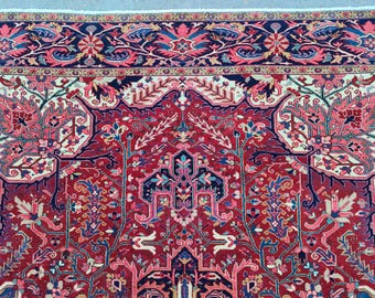 9x12 Heriz rug Rare pattern, Oversize antique rug 9x12, Serapi area rug 9x12 vintage, Afghan rug, Turkish 9x12 Large rug, Tribal area rug
