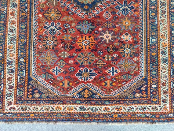 ペルシャ絨毯 4x5 アンティーク、4x5 トルコ絨毯 ブルー、ヴィンテージ