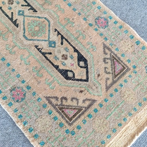 2x4 rug vintage, Skinny rug, Turkish rug 2x4, Oushak rug 2x4, Persian 2x4 heriz rug, Doormat rug 2x4, Bath mat rug 2x4, Small rug runner 2x4