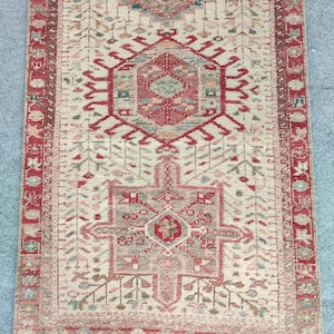 Heriz 3x10 runner rug, Persian runner 3x10 neutral, Antique runner 3x10 soft color, Afghan runner 3x10 vintage, Turkish 3x10 oushak runner