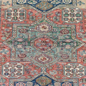 Rare 150 Years Soumak rug, Antique rug 4x7, Caucasian rug, Azerbaijan rug, Persian 4x7 heriz rug, Konakhend rug, Tribal rug, Vintage rug 4x7