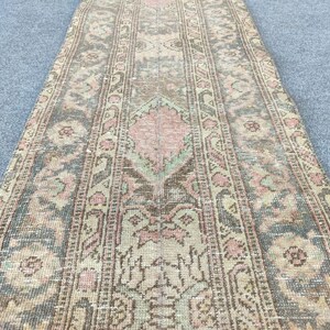 2x10 runner rug neutral color, Skinny runner rug, Narrow Turkish runner 2x10, Vintage runner 2x10, Oushak runner 2x10, Persian 2x10 runner
