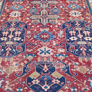 RARE 4x6 Antique Shirvan rug, Old Caucasian rug, Kazak rug 4x6 vintage, Circa rug, Persian 4x6 heriz rug, Bedroom rug, Azerbaijan rug wool