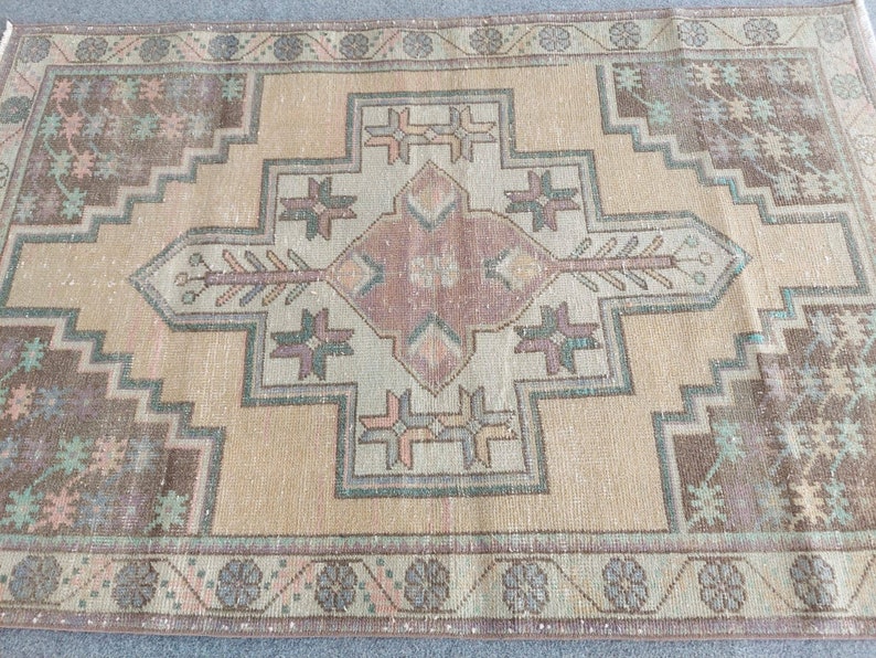 3 by 5 Rug, Turkish Rug 3x5, Vintage Rug 3x5, Oushak Rug 3x5, Heriz Rug