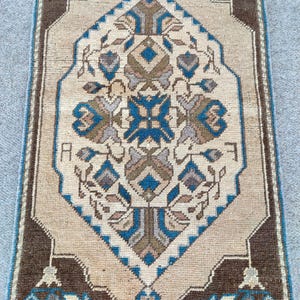 2x4 rug Muted color, Skinny rug, Vintage rug 2x4, Oushak rug 2x4, Small Antique rug 2x4, Neutral doormat rug 2x4, Turkish rug 2x4 bath mat