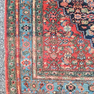4'3" x 6'6" ft, Karaja rug 4x6, Antique rug 4x6, Heriz rug 4x6 Vintage, Serapi rug, Kurdish rug, Afghan rug 4x6, Caucasian rug, Deep rug image 3