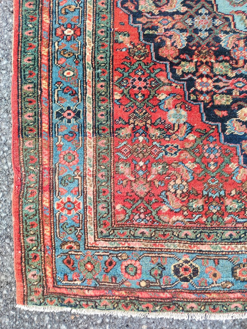 4'3" x 6'6" ft, Karaja rug 4x6, Antique rug 4x6, Heriz rug 4x6 Vintage, Serapi rug, Kurdish rug, Afghan rug 4x6, Caucasian rug, Deep rug image 3