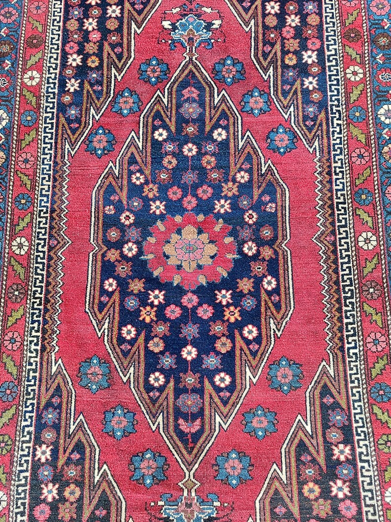 4x6 Red Antique Rug, Persian 4x6 Heriz Rug, Caucasian Rug, Bedroom Rug ...