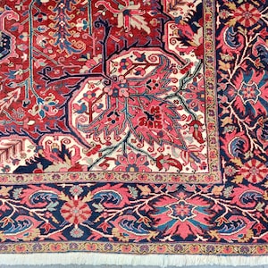 9&#39;6&quot; x 12&#39;7&quot; ft, Heriz area rug 9x12, Vibrant persian rug 9x12, Malayer rug vintage 9x12, Afghan area rug 9x12, Red Turkish rug 9x12 deep