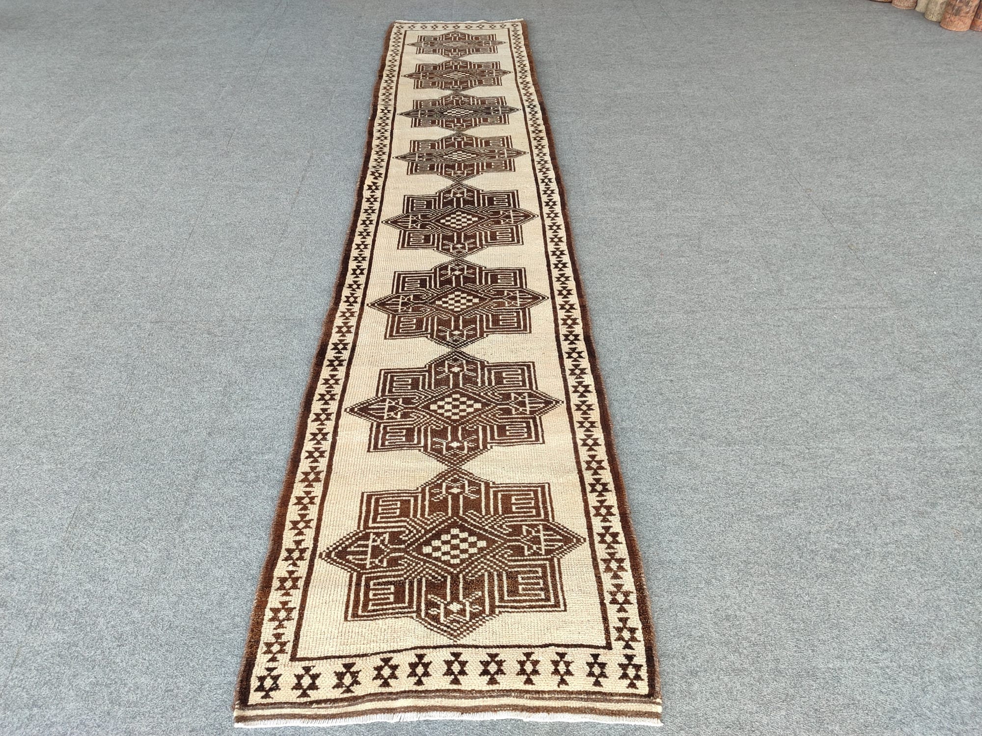ヴィンテージ　トルコ製ランナーラグ 60×160 ランナーラグ ウール分厚目 アーモンド柄 トルコヴィンテージ