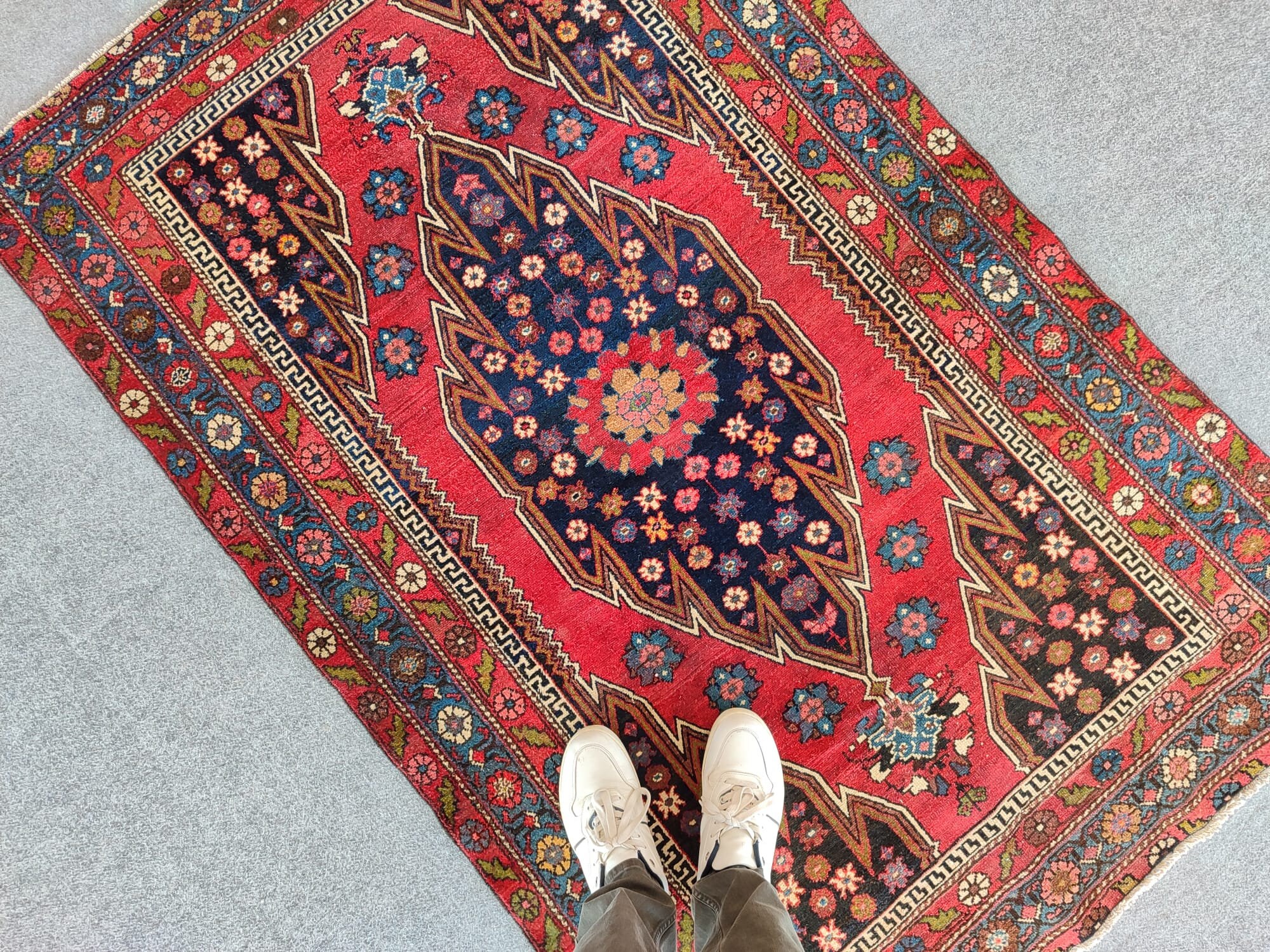 4x6 Red Antique Rug, Persian 4x6 Heriz Rug, Caucasian Rug, Bedroom Rug ...