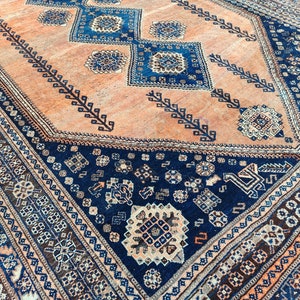 Persian rug 7x9, Turkish rug 7x9, Heriz rug, Shiraz rug, Antique rug 7x9, Geometric rug, Living room rug 7x9, Kurdish rug, Deep vibrant rug